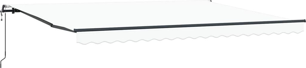 Einziehbare Markise Weiß 450 x 300 cm Stoff und Aluminium
