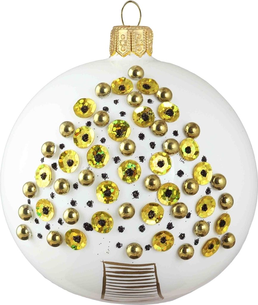 Weihnachtskugel Weiß Baum Gold