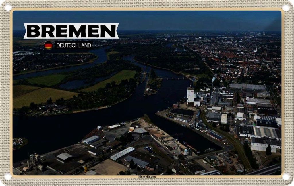 vianmo Blechschild 12x18 cm Bremen Hemelingen Bildmotiv Reisemotiv Abenteuer Reisen