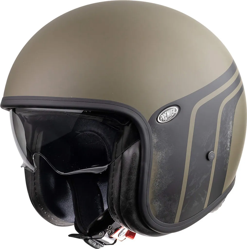Casque Jet Premier Vintage BTR Vert pour Ville et Trajets Quotidien