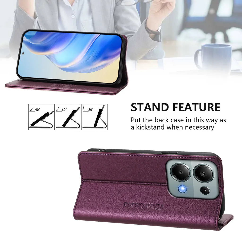 Custodia Flip Elegante Viola per Xiaomi Redmi Note 13 Pro 4G - 3