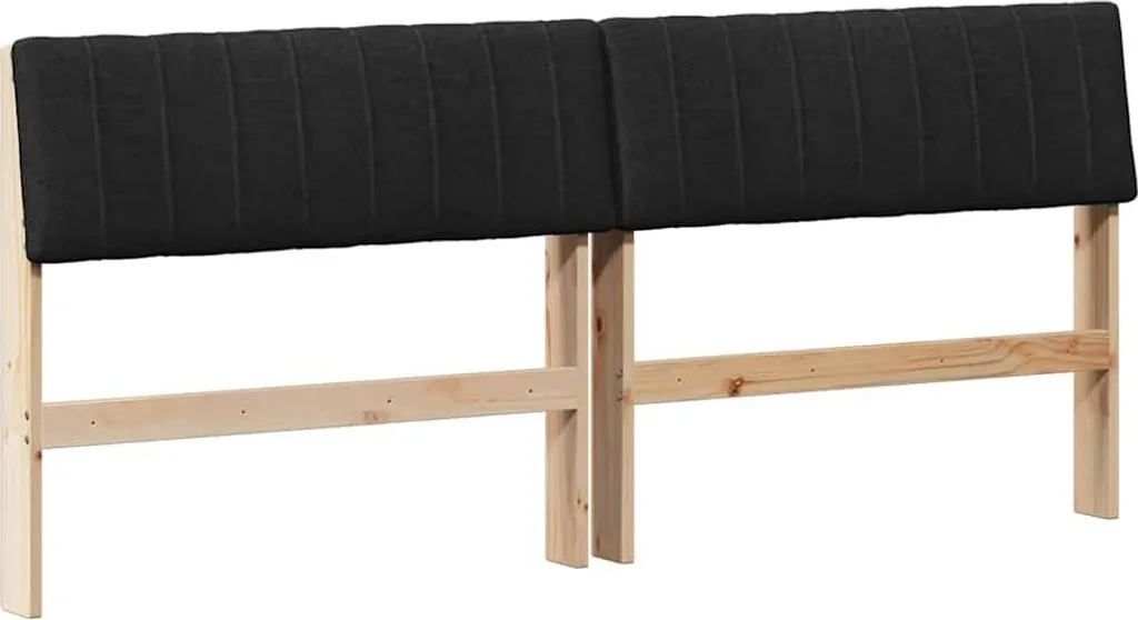 Testiera Letto 180 cm Nera in Pino Massiccio Imbottita | Design Moderno