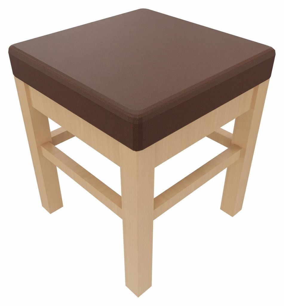 Schwerlasthocker Alexander – Robuster Sitzhocker für Senioren – 47cm Sitzhöhe.Stoffbezug:Clean-Kunstleder Walter Braun,Bodengleiter:Kunststof...