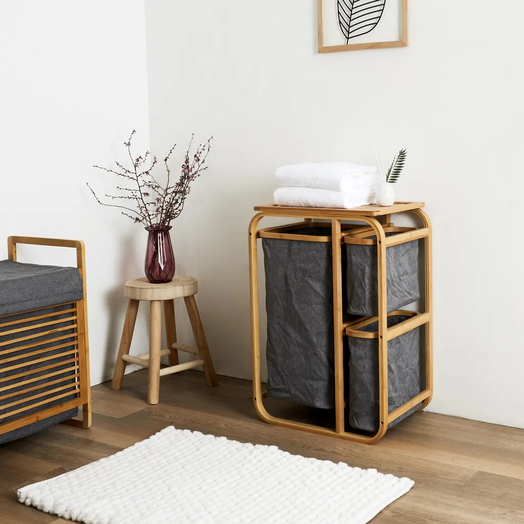 Organisateur de Bureau 3 Casiers avec Socle Bambou - Trieur Multi-usage