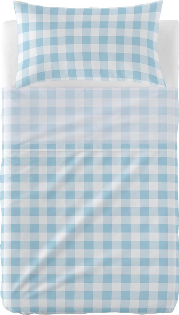 Vichy Oberlaken set kinderbett 2 teiliges Blau 120x180 cm (Kinderbett) 100% Baumwolle Hergestellt in Europa