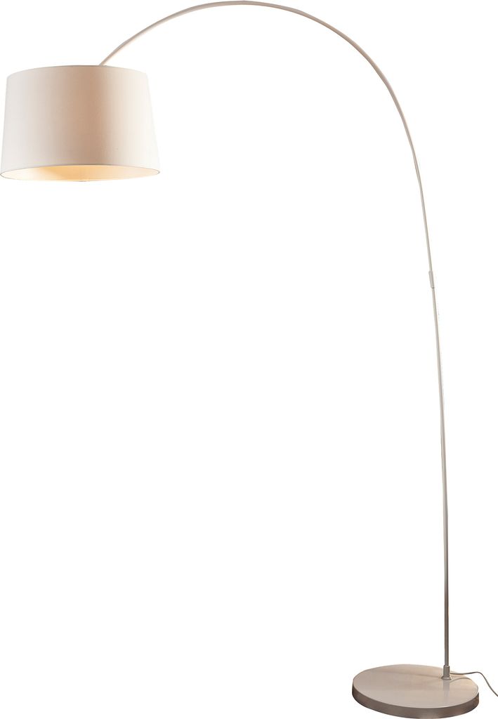 SalesFever Bogenlampe 205 cm | Ø Lampenschirm 40 cm | echter Marmorfuß | B 135 x T 36 x H 205 cm | weiß