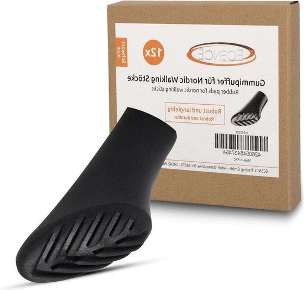 Nordischer Walkingstock mit Anti-Slip-Dopfeln aus Gummi, Gravel-Griff, 12 cm Länge
