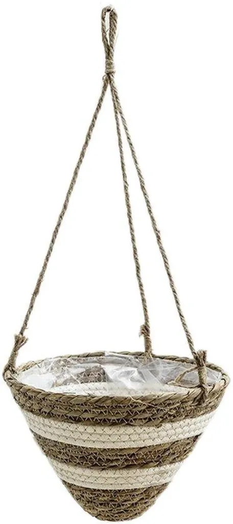 Pots de fleurs suspendus en algues tressées blanc I pour cactus et herbes