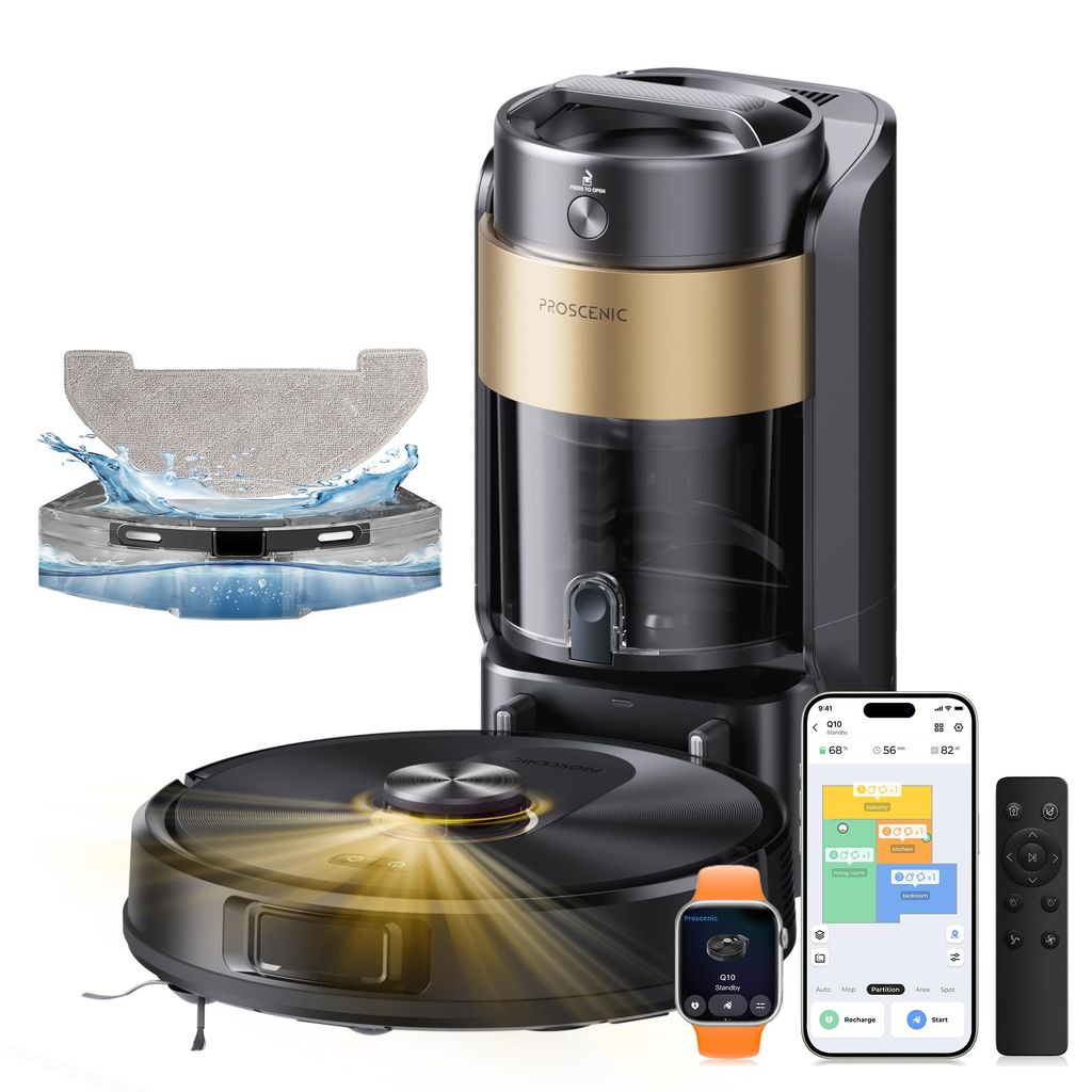 Proscenic Q20 Staubsauger Roboter, Saugroboter mit Wischfunktion, 10000Pa, 200 min, Alexa, Google Home, Siri oder IFTTT,360° LiDAR-Navigation, 4L