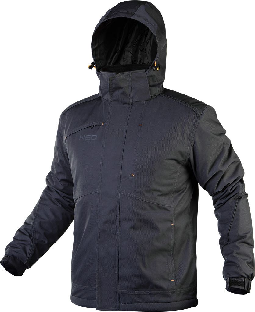 NEO TOOLS Outdoor Jacket – Arbeit Jacke – Wasserdichte Softshell mit Kapuze – Schwarz - Gr. L