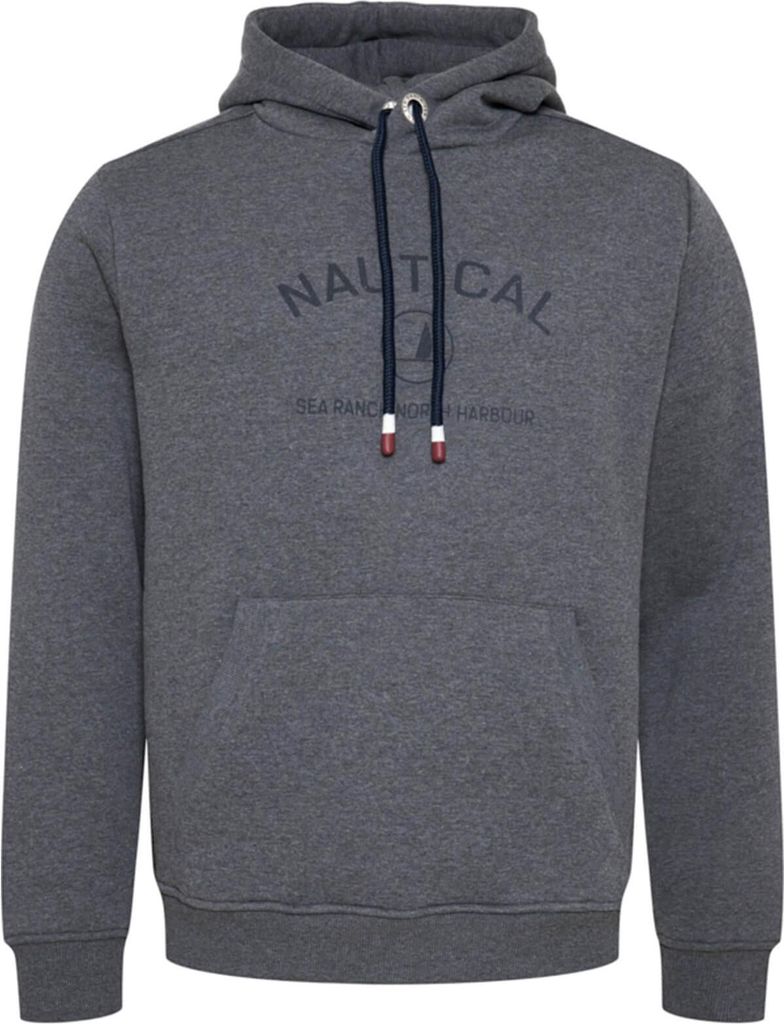 Sea Ranch Herren Hoodie Boyd Sweat mit Front-Print - Kapuzenpullover aus American-Fleece in Graphit-Melange Größe L