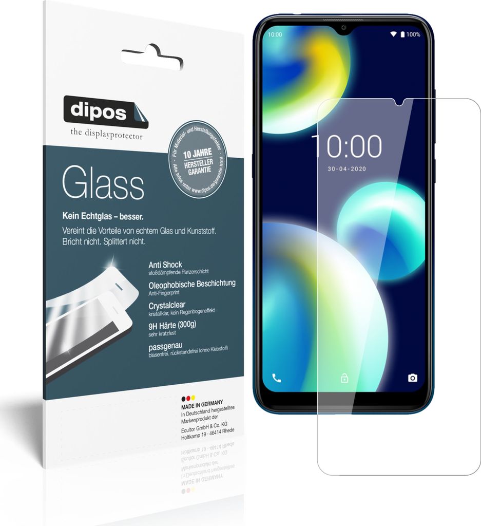 2x Schutzfolie für Wiko View 4 Lite - Anti-Shock 9H Folie dipos Glass Kunststoffglas