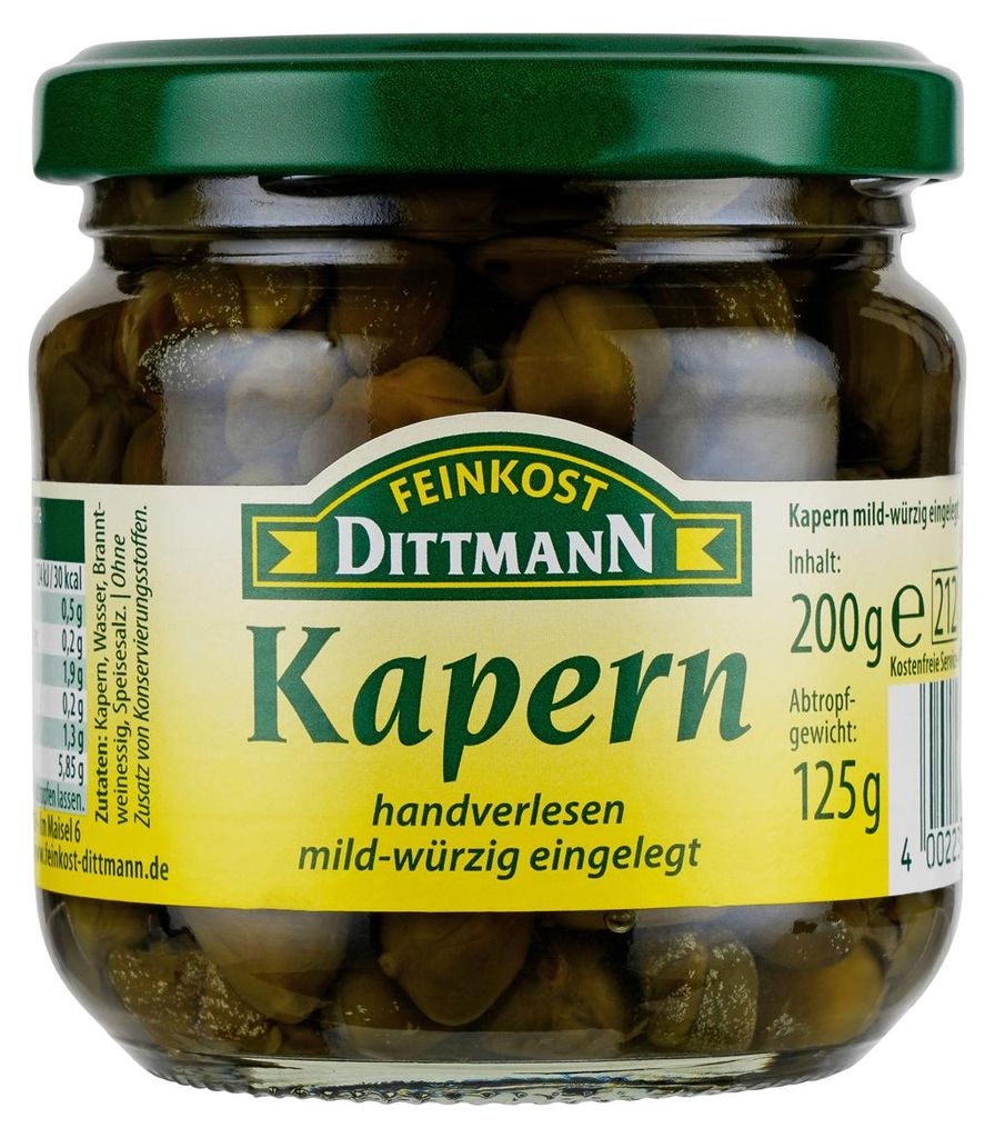 Feinkost Dittmann Kapern Handverlesen mild würzig eingelegt Produktbild 