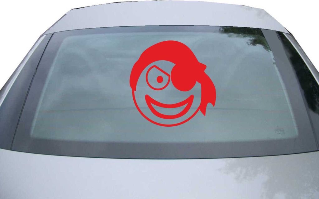 Indigos UG - Aufkleber Heckscheibe & Motorklappe DE6044 - rot - 600x599 mm - pirates emoticons - Auto Scheiben Fenster Heckklappe Tuning Racing JDM...