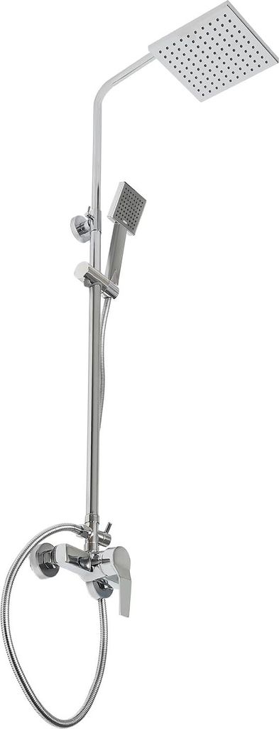 Thermostatisches Duschsystem Verstellbare Duschstange Modern Quadrat Duschset mit Armatur und Handbrause Badezimmerdusche Silber