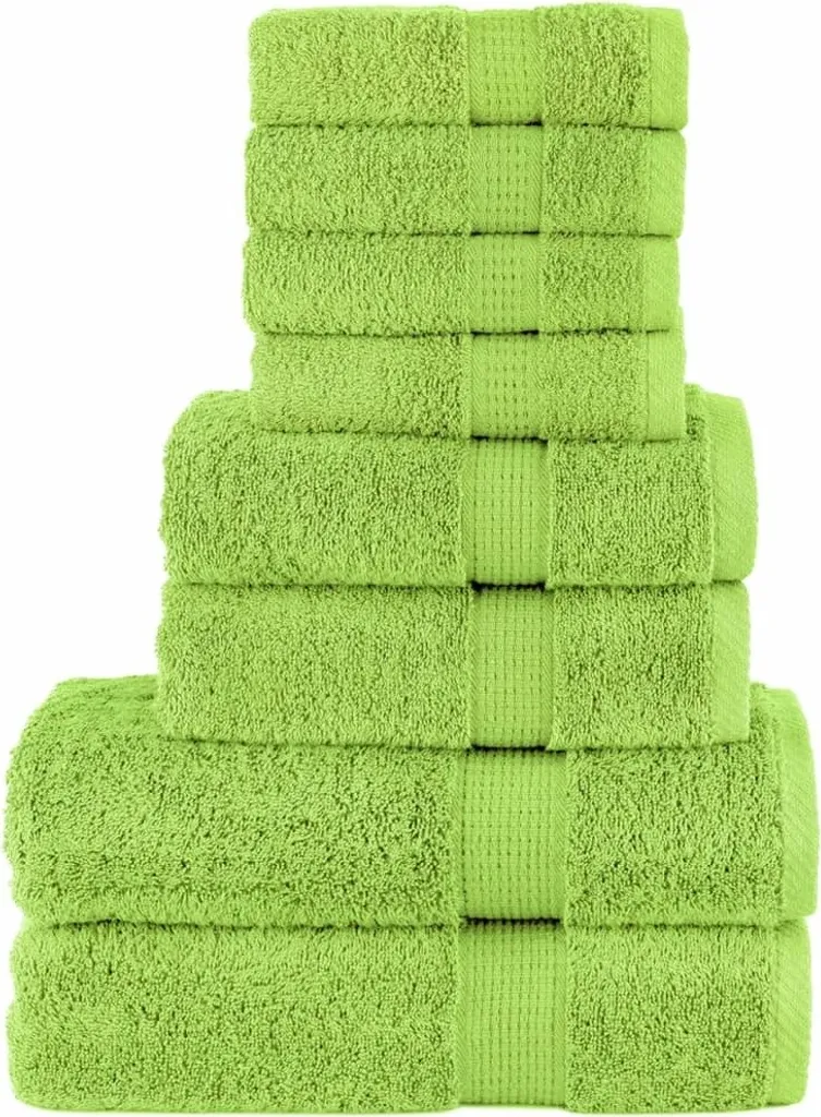 SOLUND Premium: Set 8 Asciugamani in Cotone 600 GSM Verde Mela
