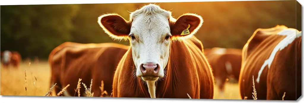 Quadro Tela Panorama 150x50cm Mucche - Arredamento Casa Campagna HD