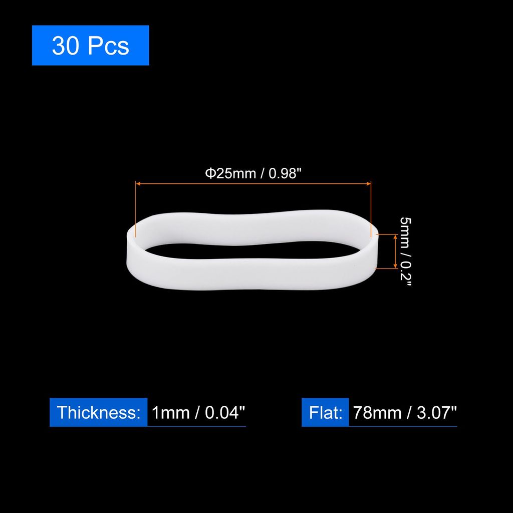 30 Stš¹ck Gummib?nder, 25x5mm Gummib?nder Ringe Kabelbinder Starke Elastische B?nder Rutschfest fš¹r Kabelumwicklung Taschenverschlš¹sse, Wei?