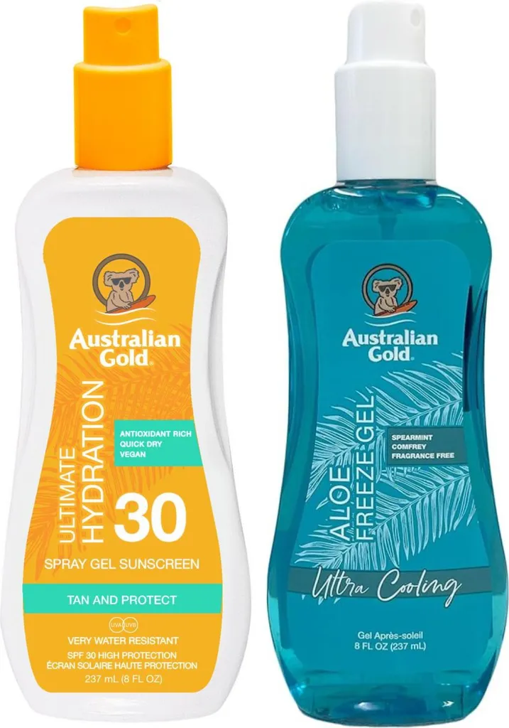 Gel spray dorato australiano SPF30 + spray di raffreddamento