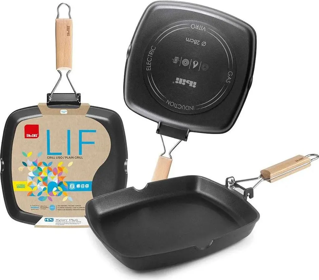 Ibili Lif Poêle Grill 20 cm Argenté - Grillade Saine en Aluminium