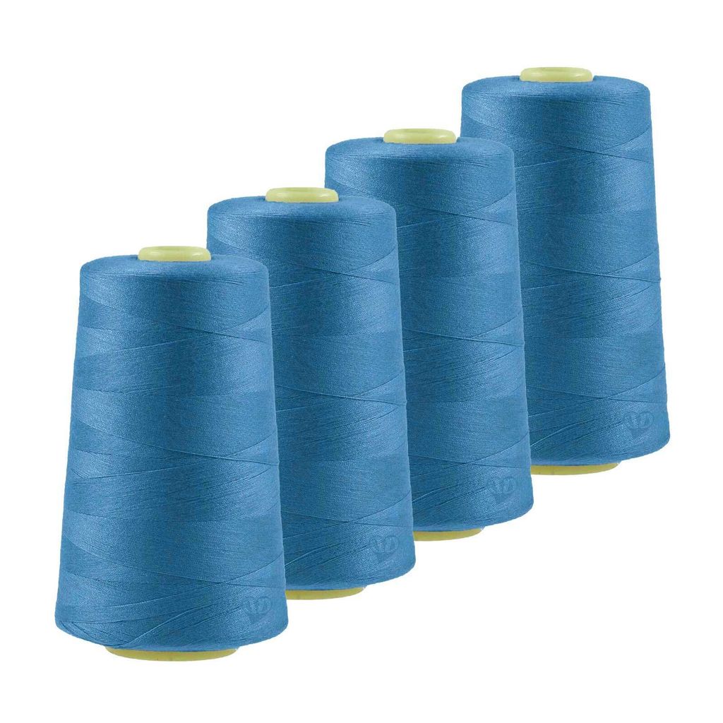 4 x 4572m Qualitäts Overlock-Garn Overlock-Nähgarn Farbe 781 - 820, Farbe:A791 kornblumenblau
