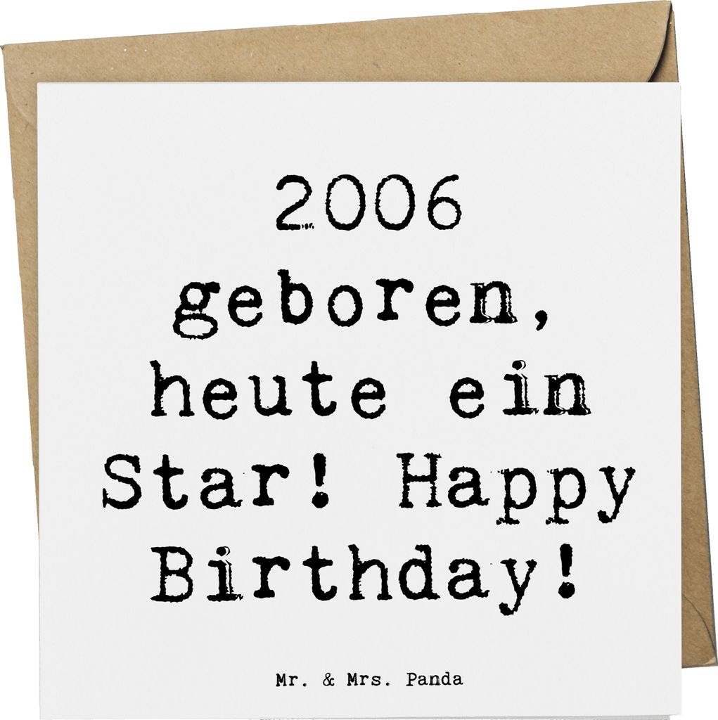 Mr. & Mrs. Panda Grußkarte Spruch 2006 Geburtstag Star - Weiß - Geschenk, Jubiläum, Alter, anlasskarte, faltkarte, Geburtstagsgeschenk, Geburtst...