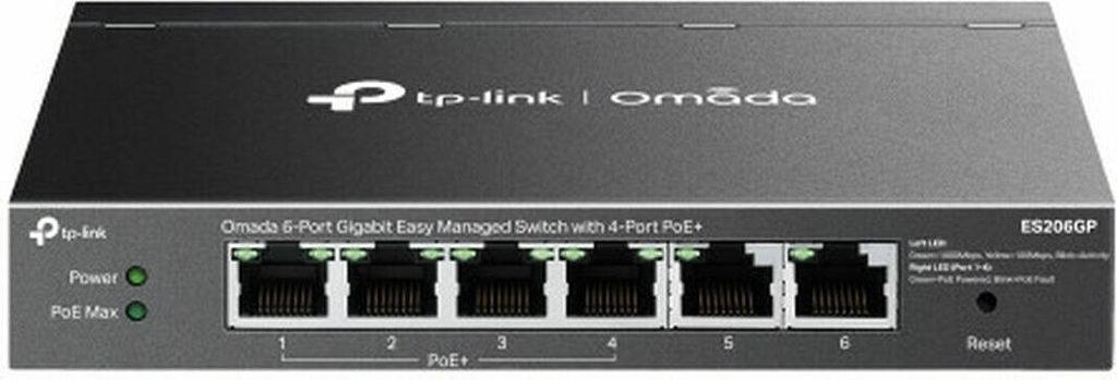 TP-Link ES206GP Router, 6 RJ-45 Ports, Ethernet LAN, schwarz