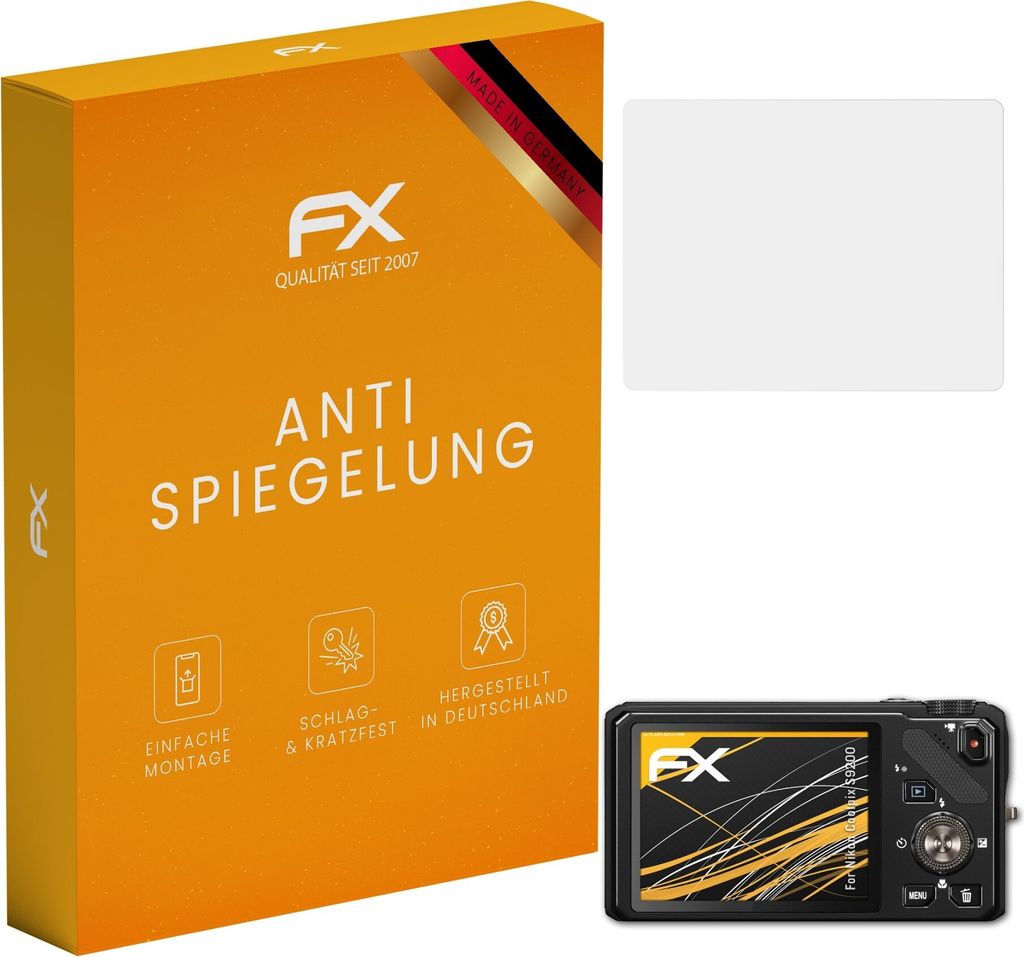 atFoliX FX-Antireflex 3x Schutzfolie kompatibel mit Nikon Coolpix S9200 Displayfolie