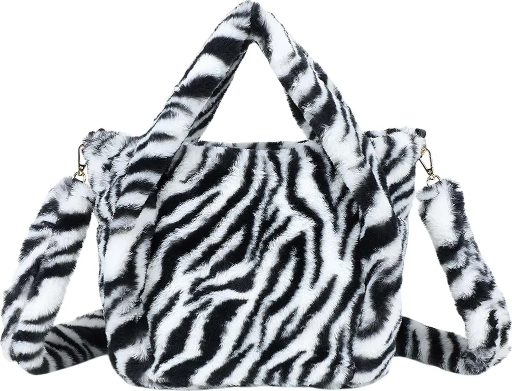 Petit sac à main zébré en fourrure synthétique pour femme Gallantry Léona