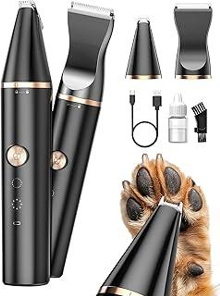 oneisall Pfotentrimmer für Hunde mit 2 Messerkopf, Paw Trim Pro dr Pfoten IPX7 Wasserdicht Hundepfoten Trimmer Leise Schermaschine Hund Katzen fü...
