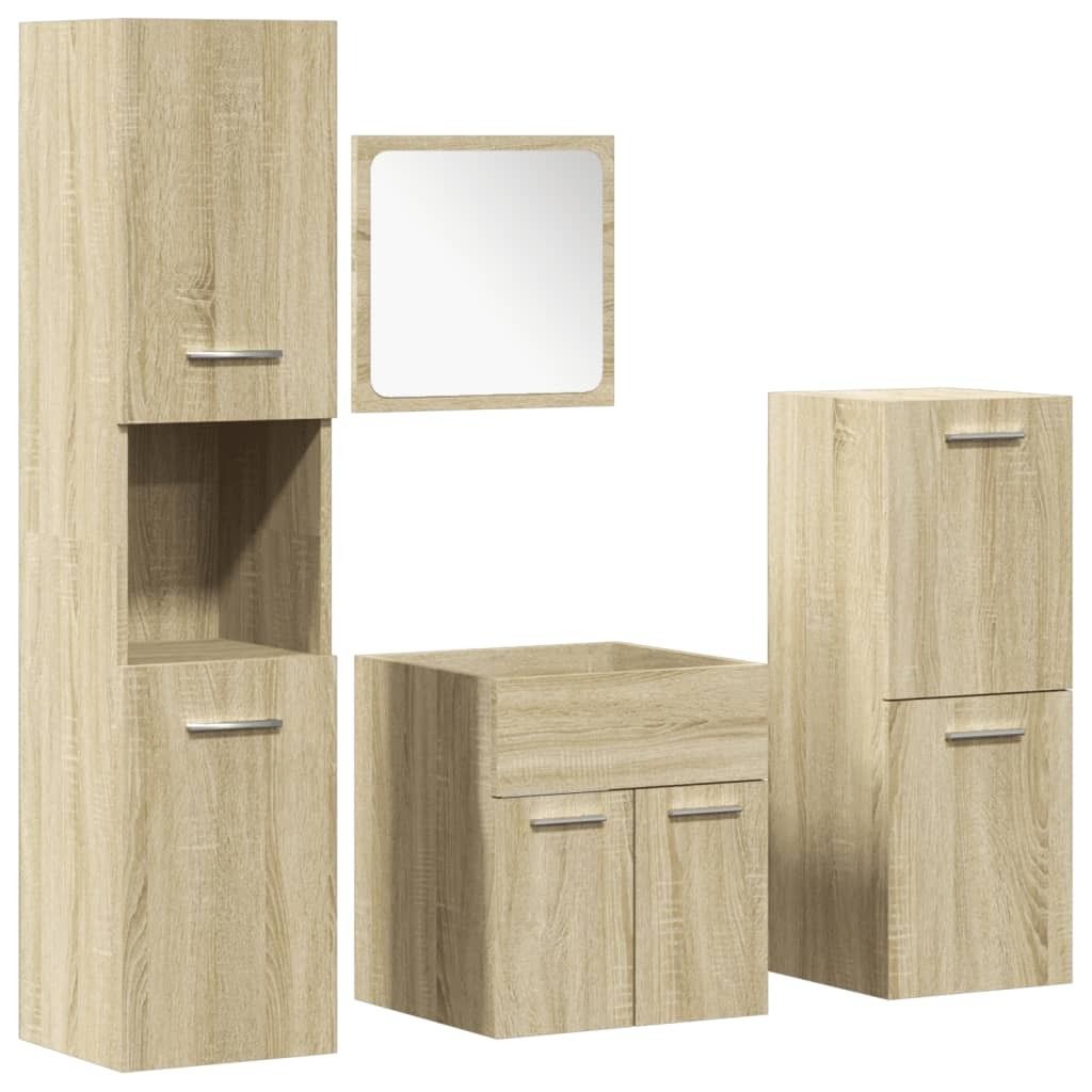 "SALE 2026" 4-tlg. Badmöbel-Set stylische - Badezimmerschrank, Badschrank - Sonoma-Eiche Holzwerkstoff - Badezimmerschränke DEMöbel284616