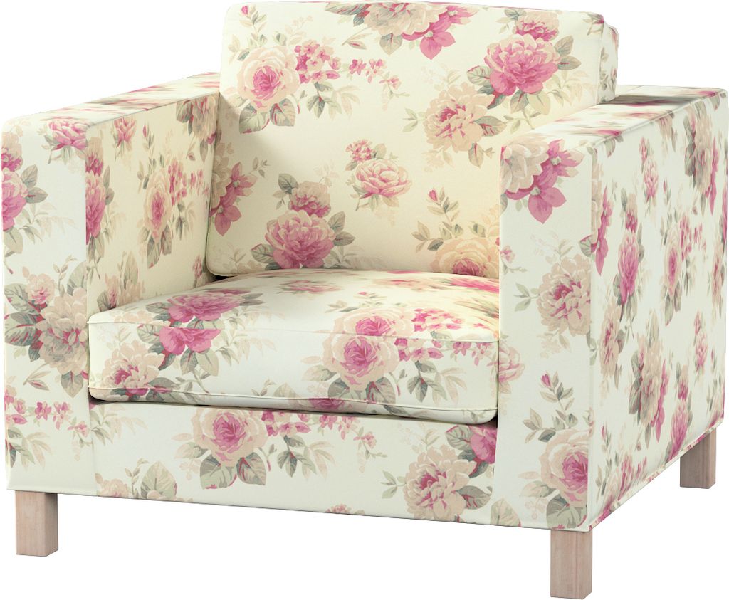 Dekoria Bezug für Karlanda Sessel, kurz, beige- rosa, Bezug für Karlanda Sessel