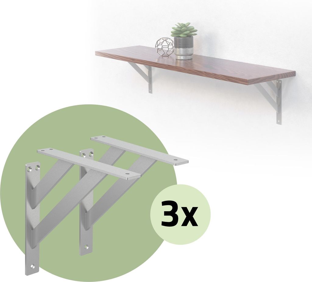 ML-Design 6er Set Regalträger Regalhalterung, 24x24 cm, Silber, Wandhalterung für Regalbrett aus Aluminium