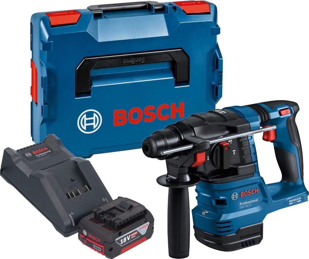 Bosch GBH 18V-22 Professional Akku Bohrhammer 18 V 1,9 J SDS Plus Brushless + 1x Akku 4,0 Ah + Ladegerät + L-Boxx