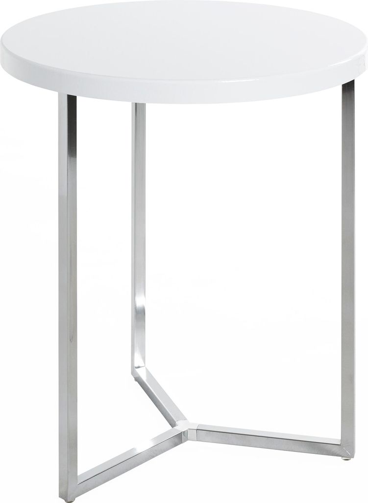 HAKU Beistelltisch chrom, weiß - MDF, Metall, B/H/T: 45x54x45 cm