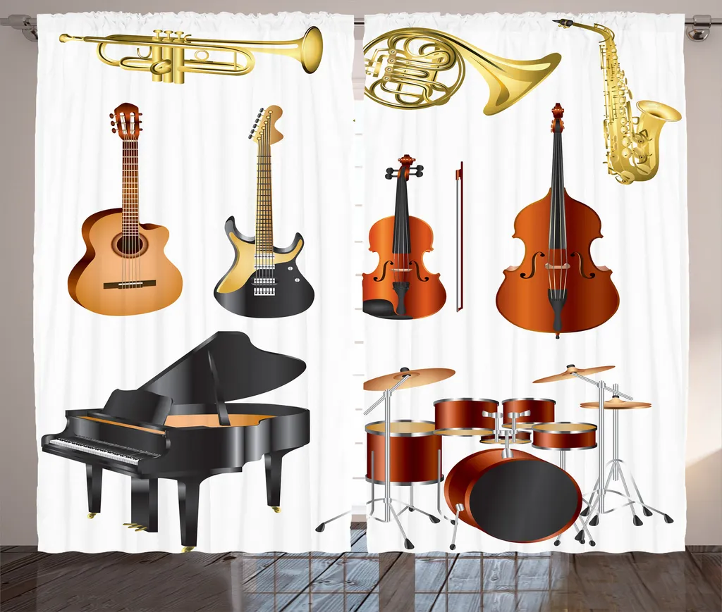 Rideau rustique ABAKUHAUS instruments de musique multicolore 280x225 cm