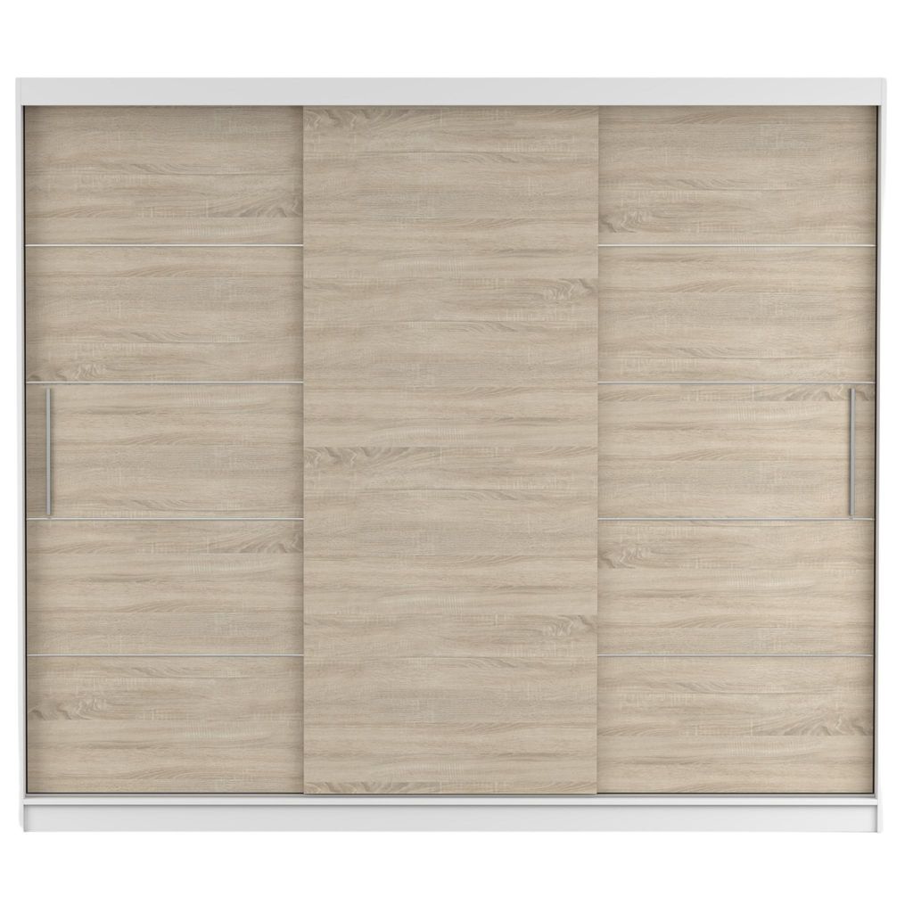 Schwebetürenschrank Alba 250 cm Weiß/Sonoma, ohne Spiegel Produktbild 