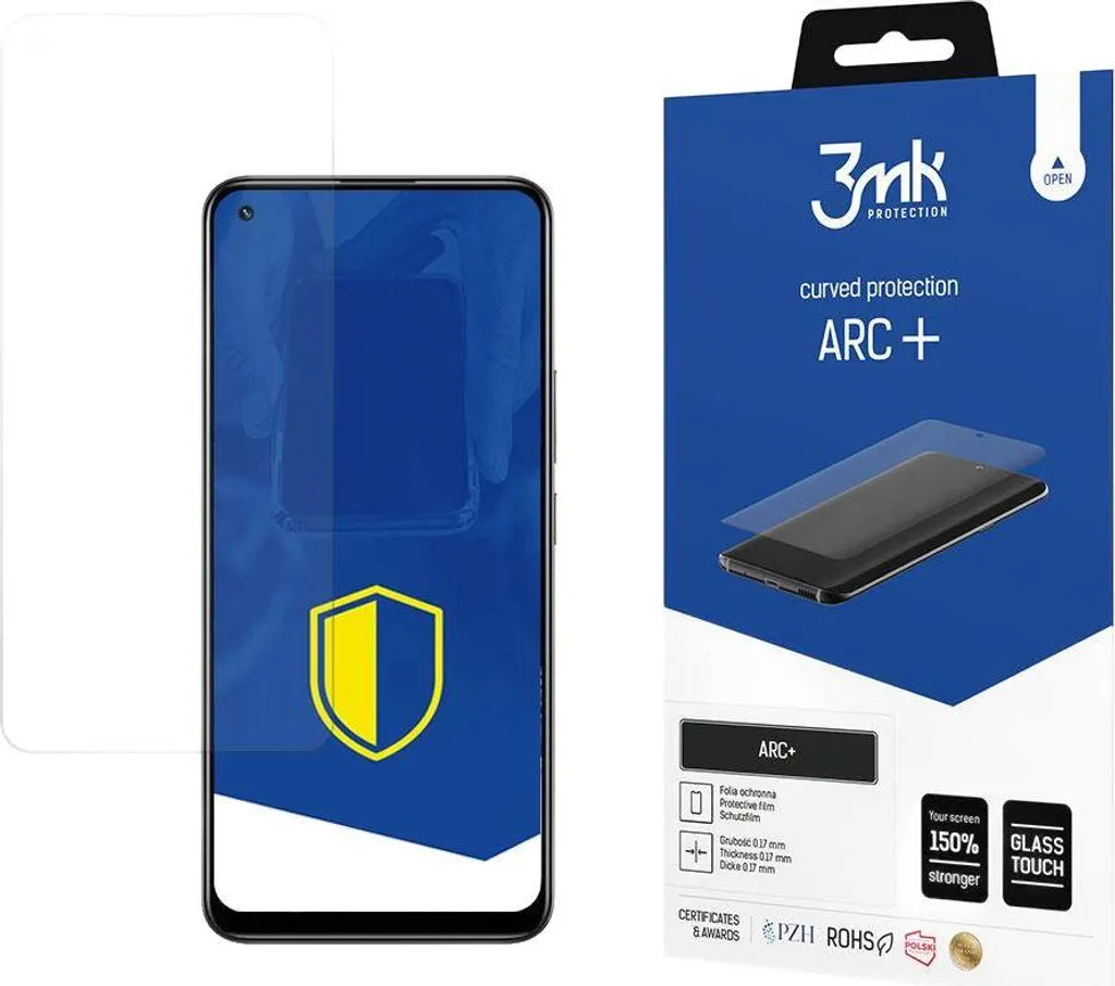 Realme 8: Pellicola 3Mk ARC+FS | Protezione Schermo Idrogel Anti-Impronte