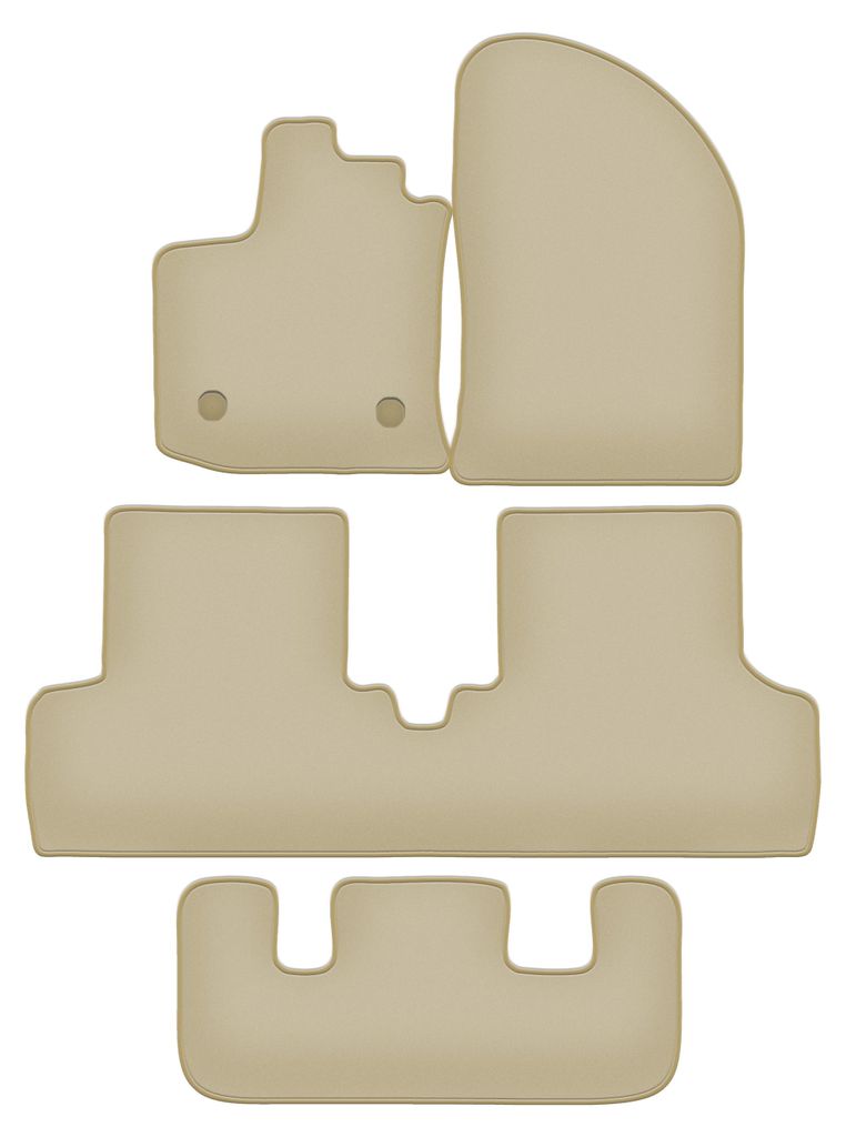 Velours-Fußmatten PREMIUM beige passend für Dacia Lodgy (2012-, 7 Personen) – mit Befestigungen – passgenau