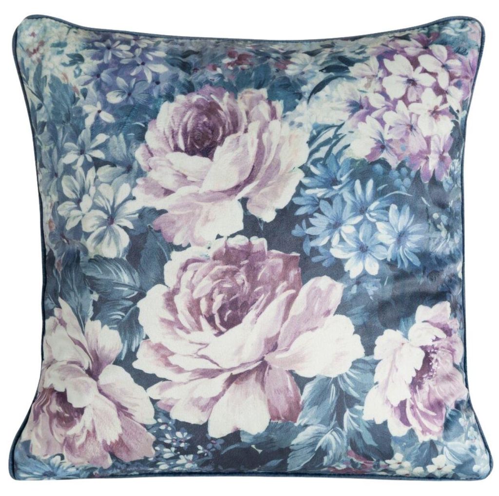EUROFIRANY | Kissenbezug - Kissenhülle - Dekokissenbezug - 45x45 cm - blau rosa - Kopfkissenbezug - geblümt - Dekorativ