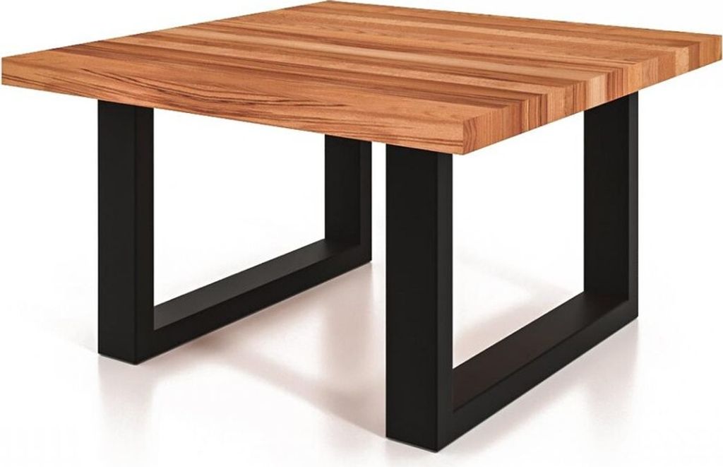 Couchtisch Leeds aus Kernbuche massiv 80x80x45 mit Metallfußgestell Schwarz