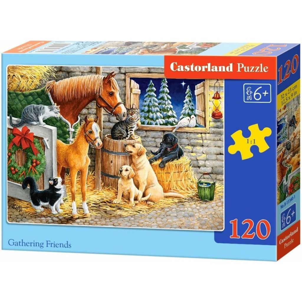 CASTORLAND Puzzle Freunde treffen im Stall 120 Teile