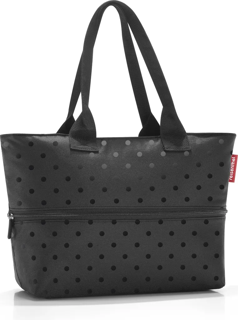 reisenthel shopper e1, Einkaufstasche, Tragetasche, Tasche, Glossy Dots Black, 12 L, RJ7075