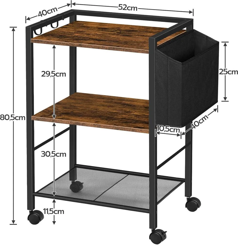 Meuble Support Imprimante Mobile avec Panier à Documents et Rangement 3D - 6