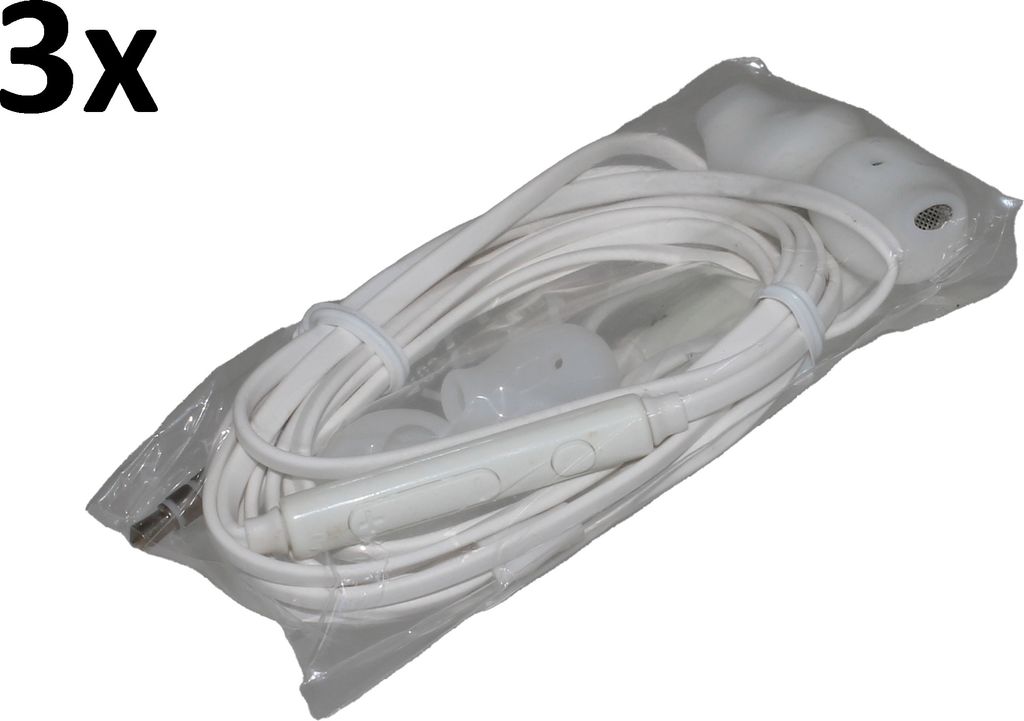 3x Kopfhörer für Original Samsung Galaxy Xcover 4 SM-G390 weiß In-Ear earphone Headset Ohrhörer 3,5mm Stereo Sound 920 + Hakai Pad