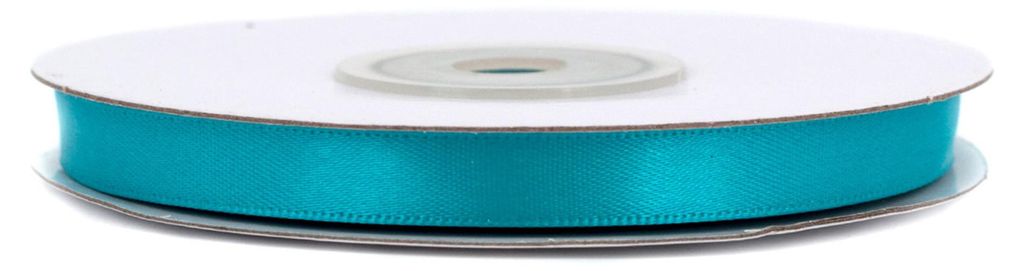 6mm breites, 20m langes, doppelseitig glänzendes türkisblaues Satinband auf Rolle. Perfekt für Bastelprojekte und Geschenkverpackungen