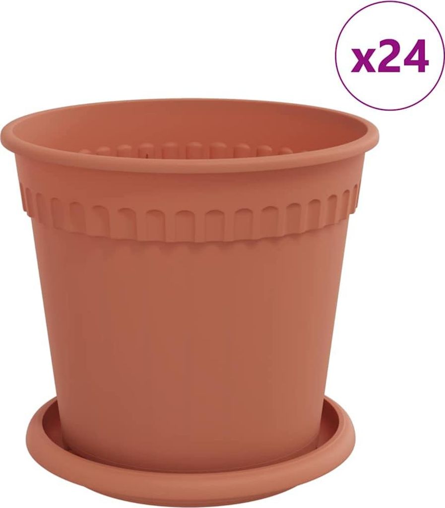 vidaXL Blumentöpfe 24 pcs Ziegelrot Ø 17 x 14 cm Kunststoff