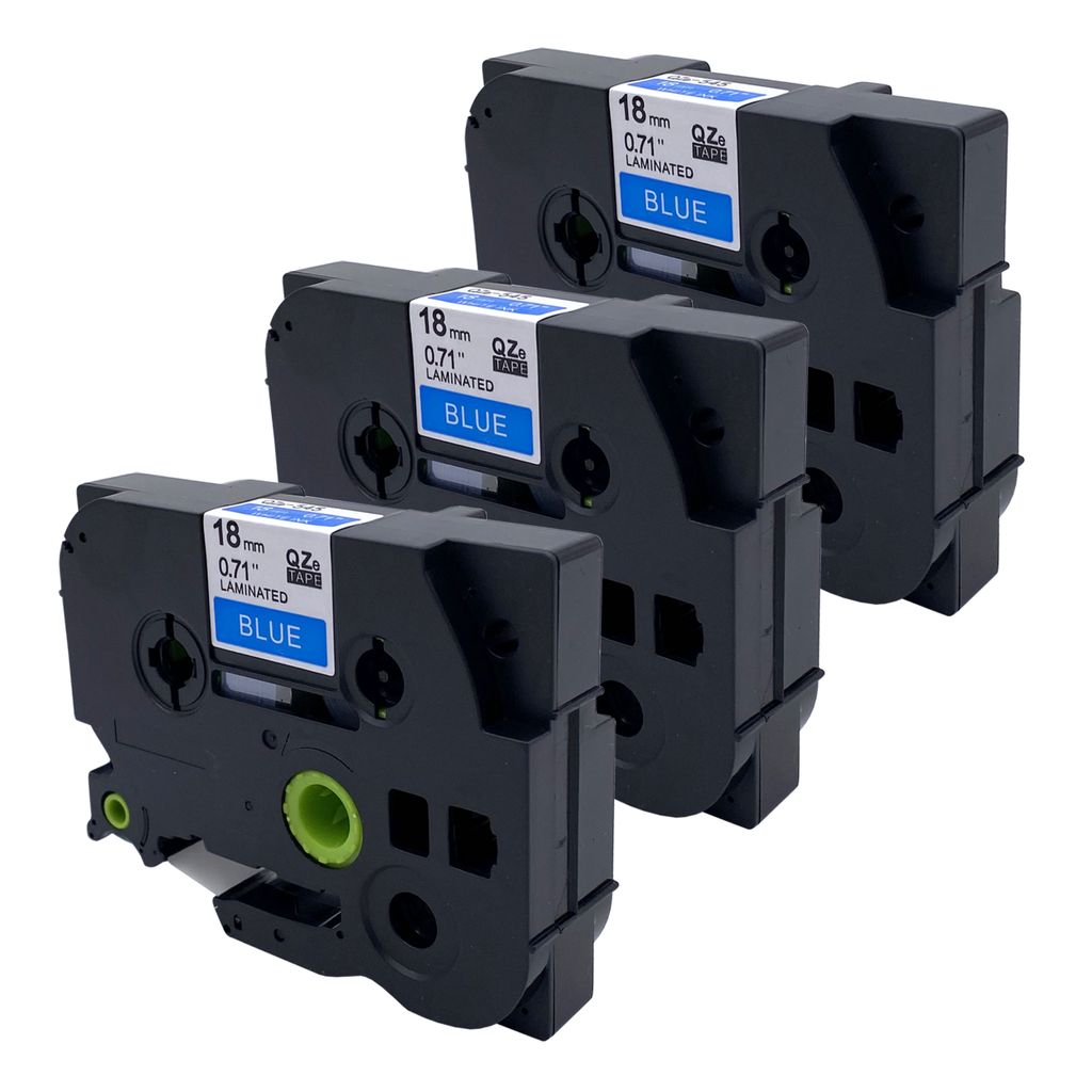 DULA Etikettenband - Kompatibel mit Brother P-Touch Tze-545 - 3 Stück - Weiß auf blau - 18mm x 8m