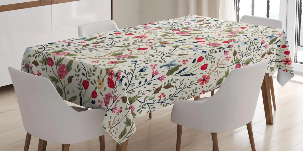 Tovaglia Antimacchia ABAKUHAUS 140x240 - Fiori Vivaci Lavabile Freddo