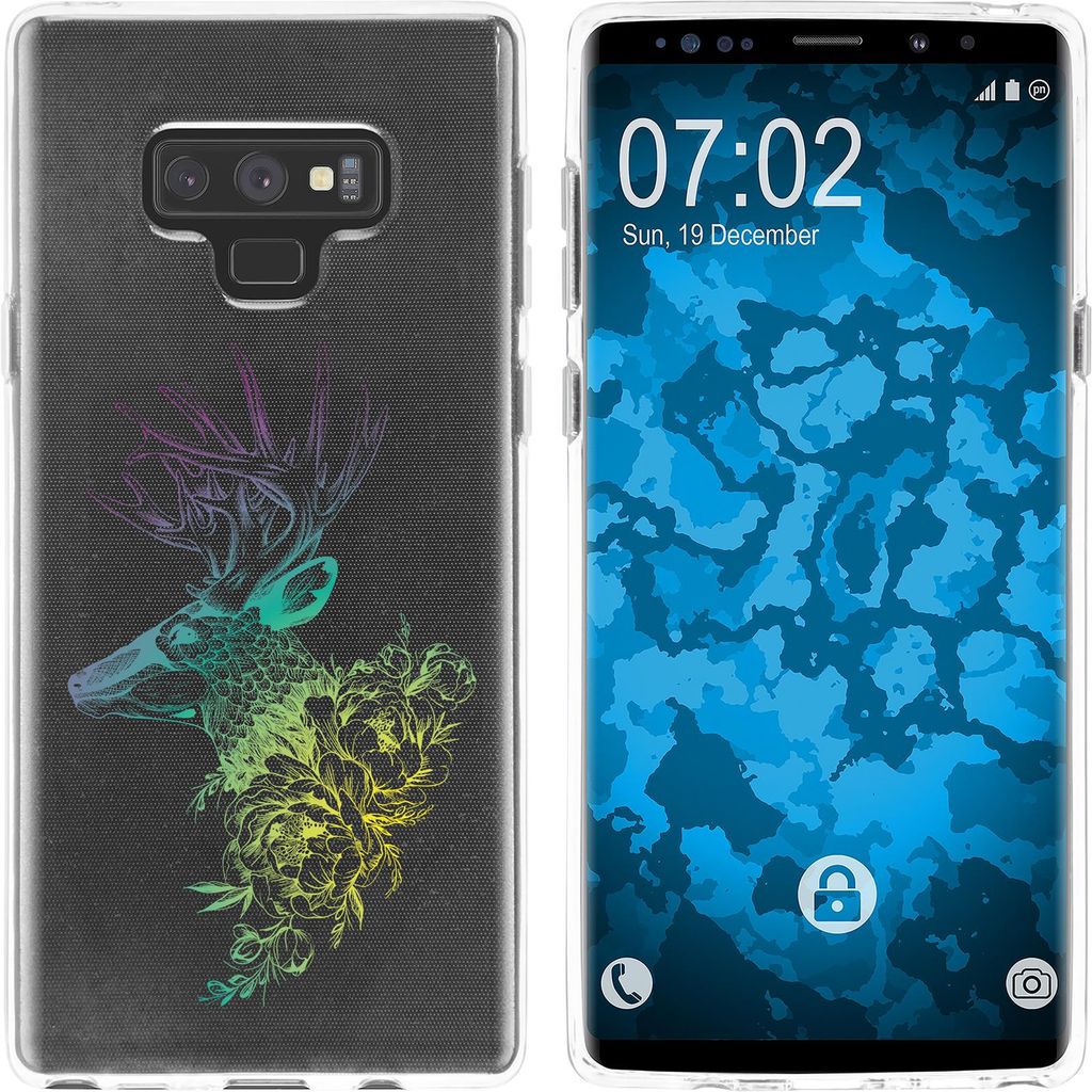 PhoneNatic Case kompatibel mit Samsung Galaxy Note 9 Silikon-Hülle Floral Hirsch M7-4
